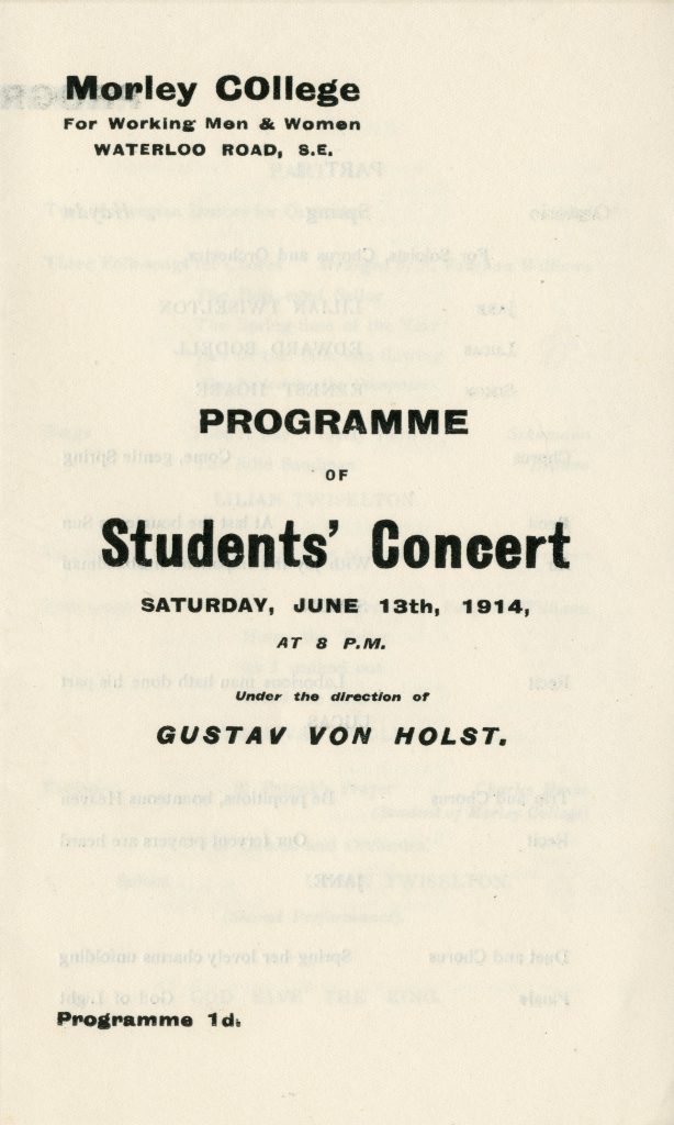 3b Programme Morley College 1914 1