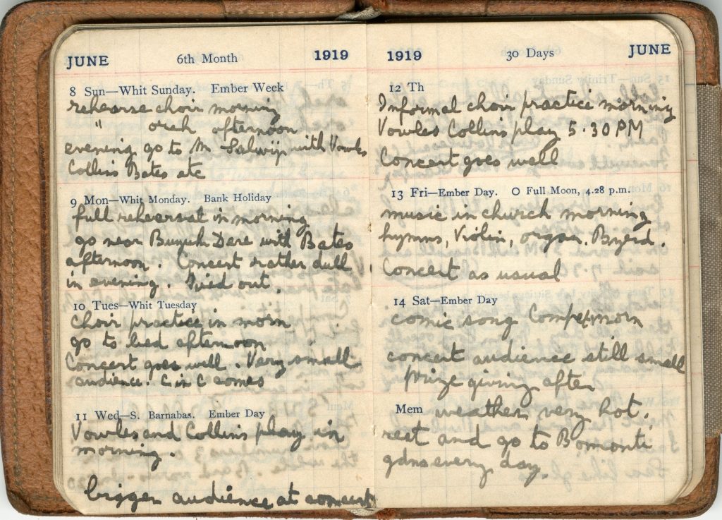 Gustav Holsts's diary