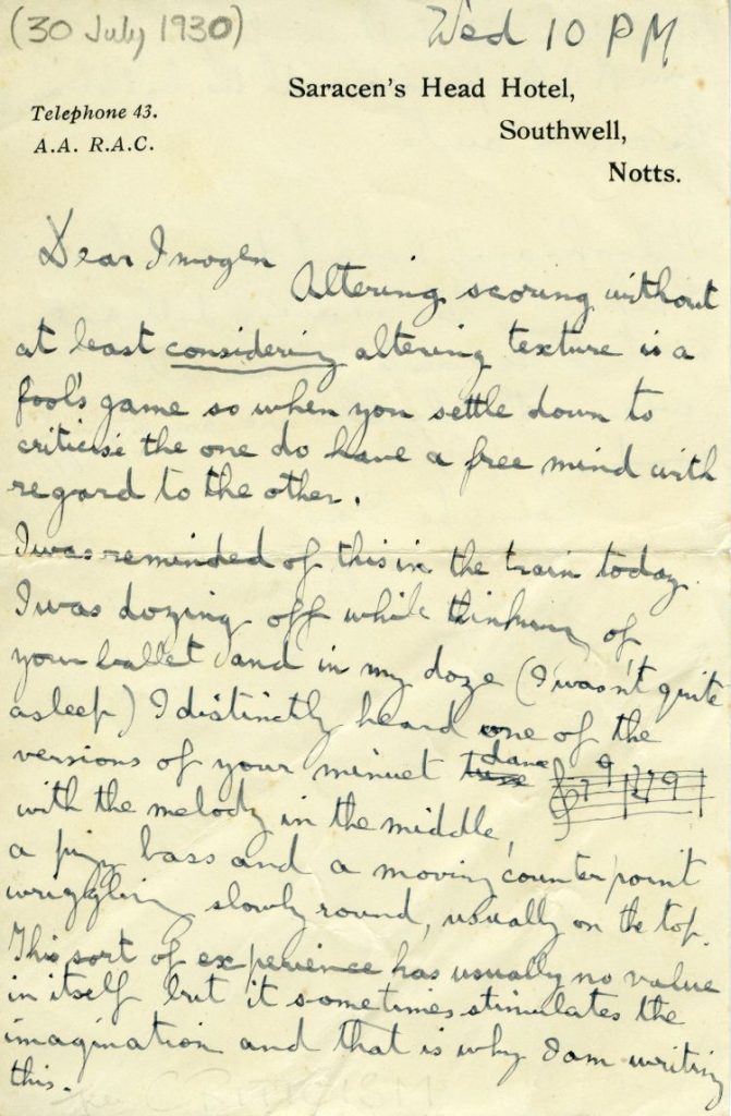 4. Letter from Gustav to Imogen, 30 Jul 1930